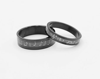 Music Ring - Black Stainless Steel