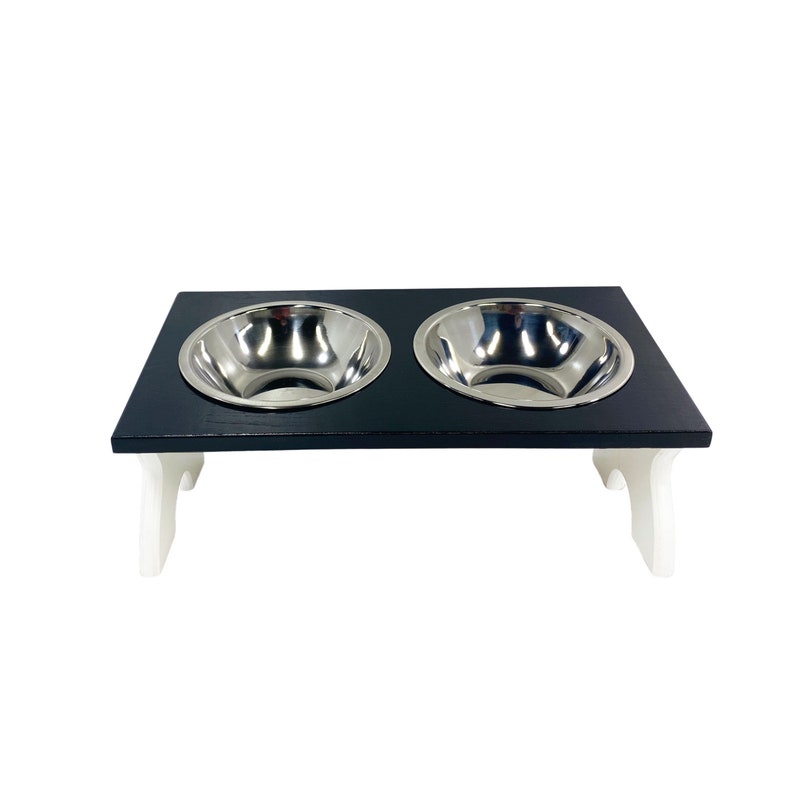 Tilted Dog Feeder Black