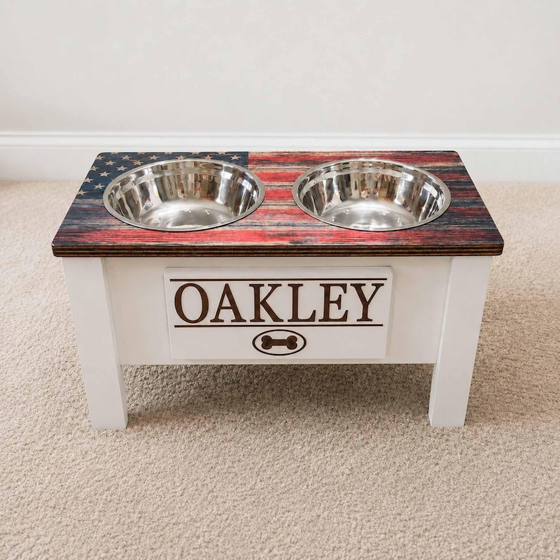 Personalized Elevated Dog Feeder with Storage: Custom Wooden Pet Bowl Stand image 8