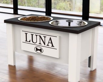 Personalized Elevated Feeder for Large Dogs - Internal Storage - Black