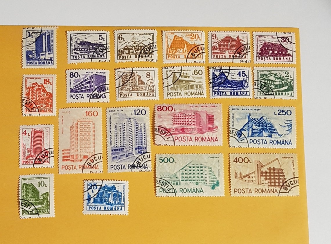 21 Romania Stamps Romanian postage stamp set Vintage Used Etsy