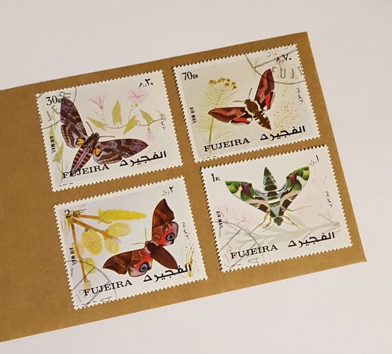 4 Butterfly Stamps Fujeira Stamp Lot featuring Butterflies Etsy