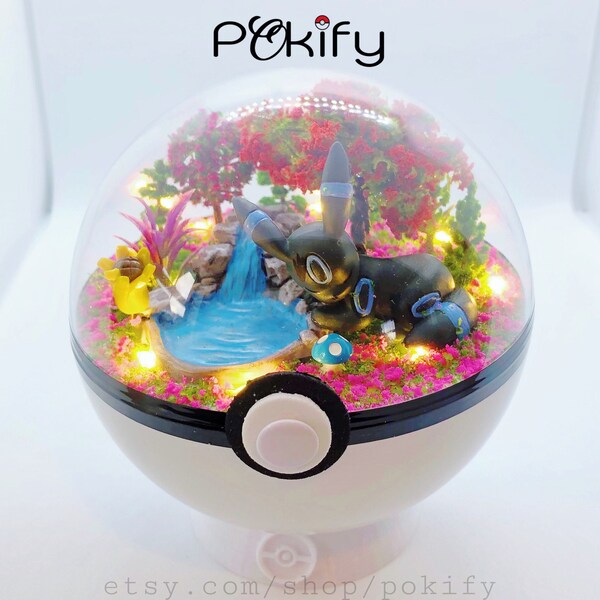 Shiny Umbreon Pokemon Terrarium Diorama Kuppel Pokeball Pflanzer Actionfigur Terrainium Einladung Geburtstag Geschenk Jahrestag Valentinstag