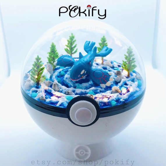 Kyogre Pokemon Terrarium Diorama Dome Pokeball Planter Action