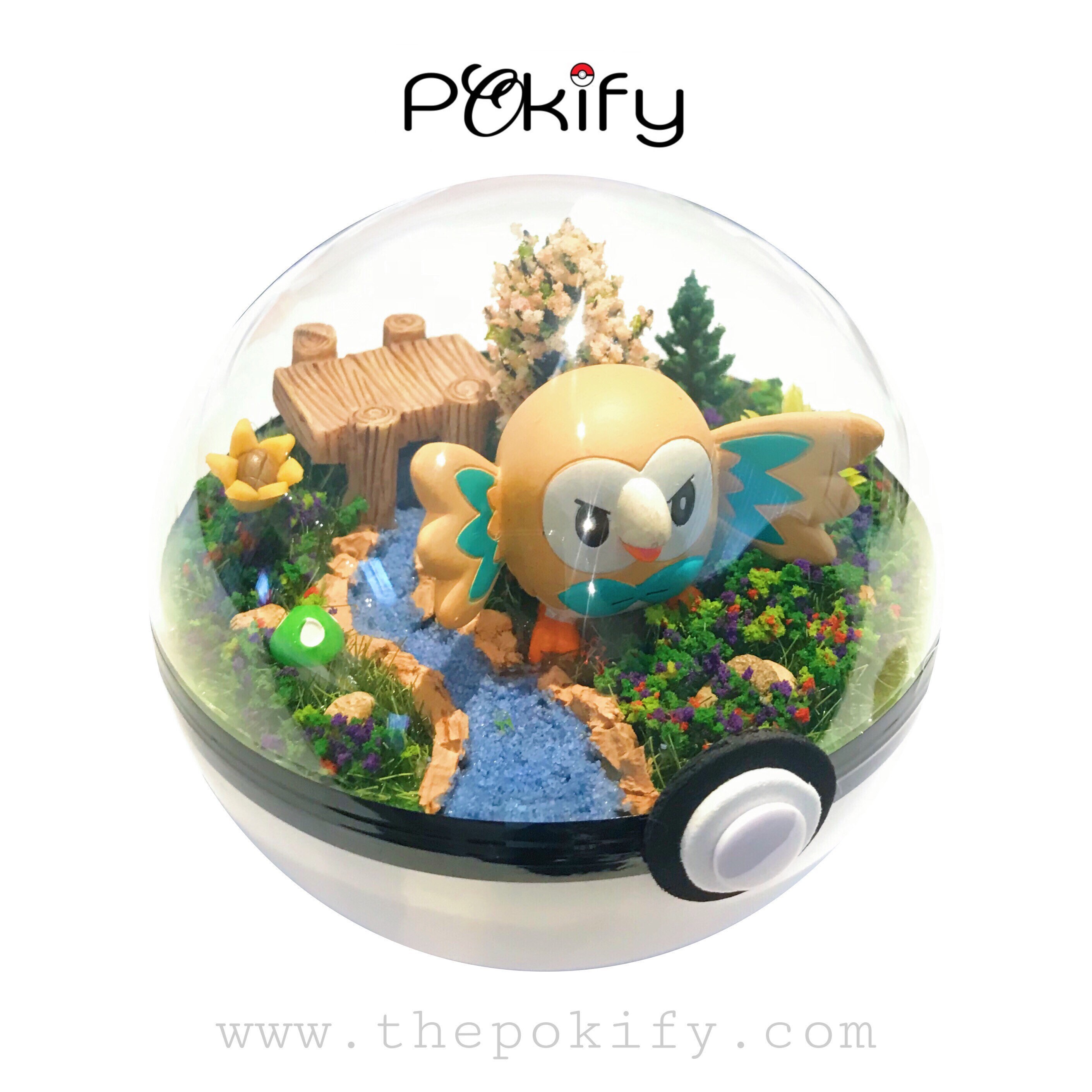 Rowlet Pokemon Terrarium Diorama Dome Pokeball Planter Action - Etsy