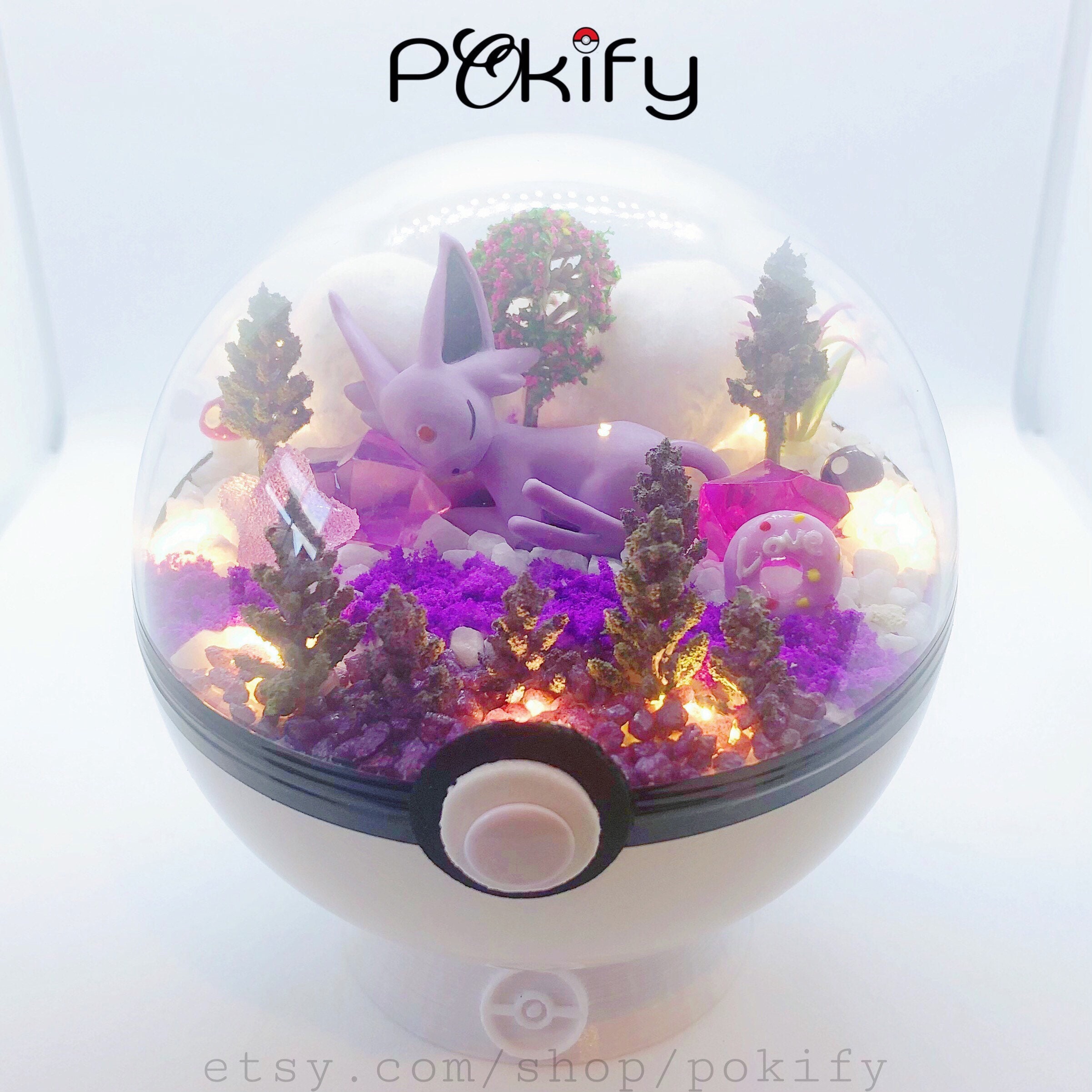 Espeon Pokemon Terrarium Diorama Dome Pokeball Planter Action Etsy Canada