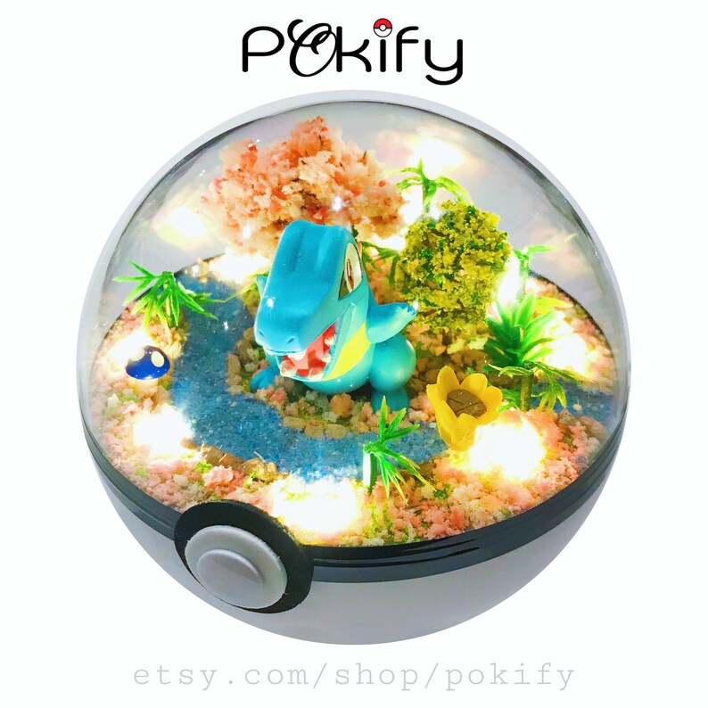 Totodile Pokemon Terrarium Diorama Dome Pokeball Planter Etsy Canada