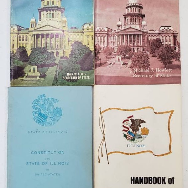 Illinois 1970s Government Lot of Books | John W Louis  State of Illinois Politics Congress Handbook | Guide Reference Constitution