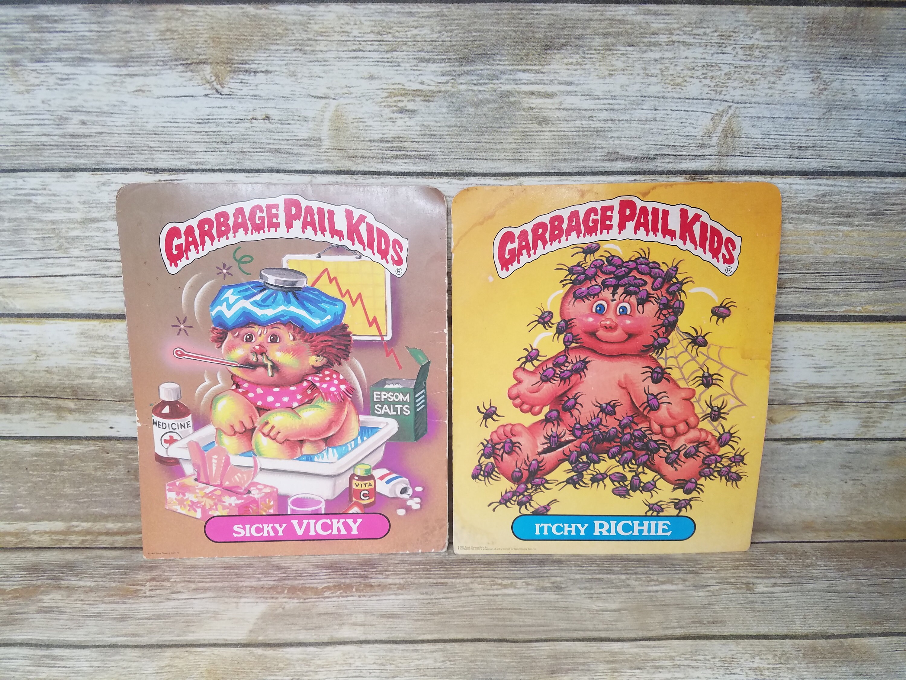 Garbage Pail Kids Dizzy Dave & Itchy Richie | Geeky Gary and Sicky