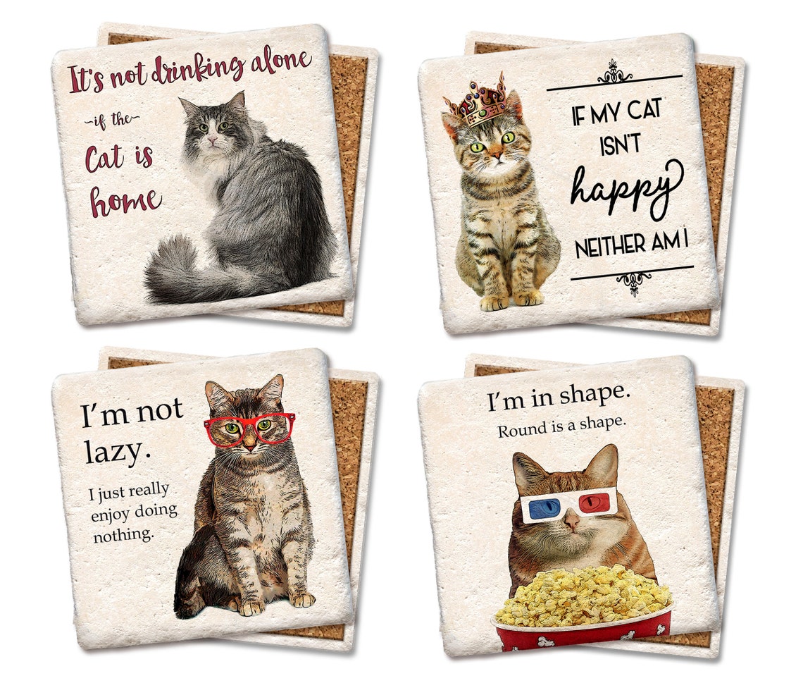 Coasters Drink Coaster Cat Set di 4 bar Supply Humor Coaster Etsy