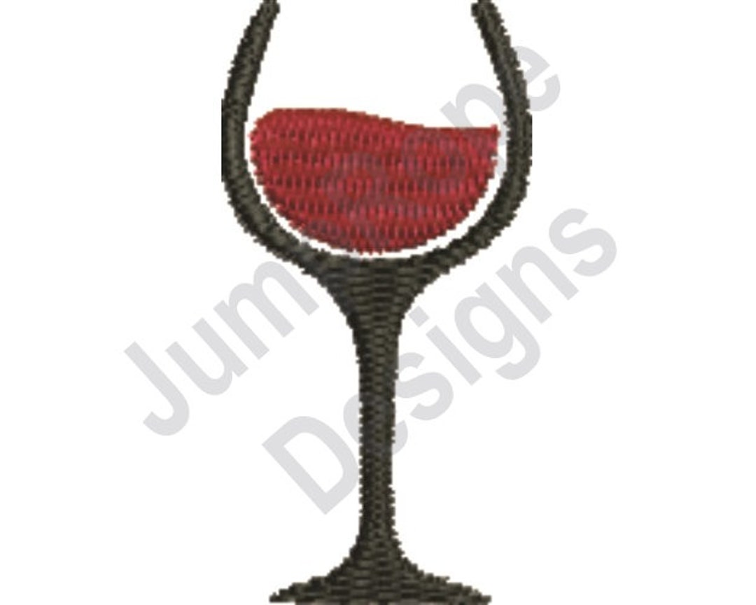 Wine Glass Machine Embroidery Design Etsy