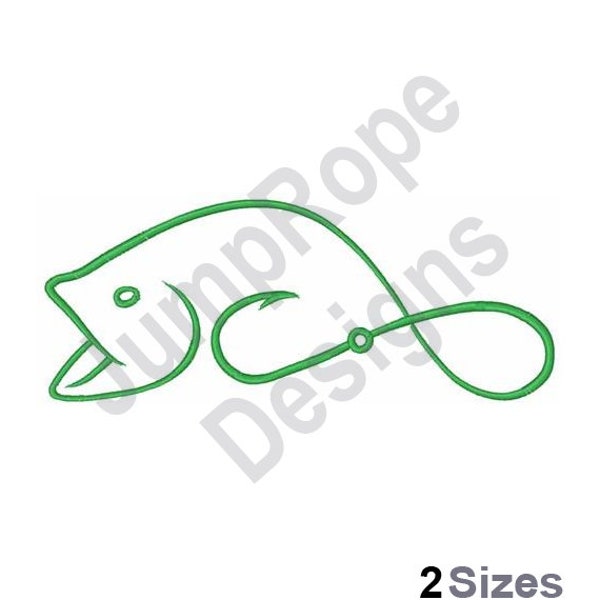 Fish & Hook - Machine Embroidery Design - 2 Sizes