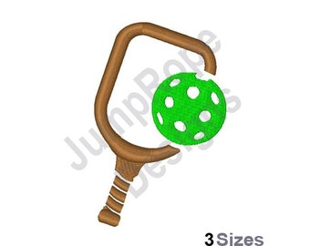 Pickelball Paddle & Ball - Machine Embroidery Design - 3 Sizes