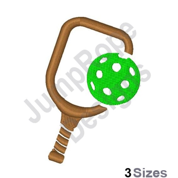 Pickelball Paddle & Ball - Machine Embroidery Design - 3 Sizes