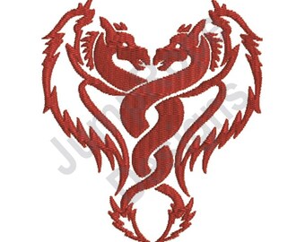 Twin Dragons  - Machine Embroidery Design