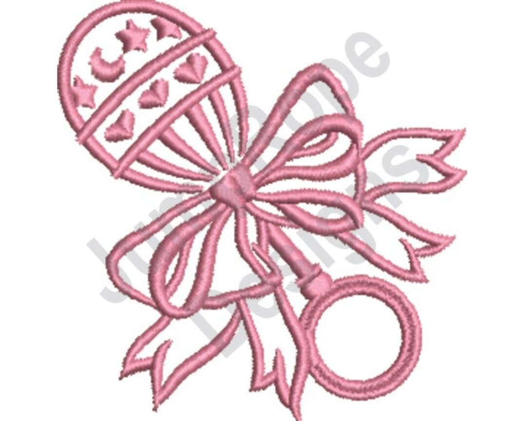 Baby Girl Rattle Machine Embroidery Design Etsy