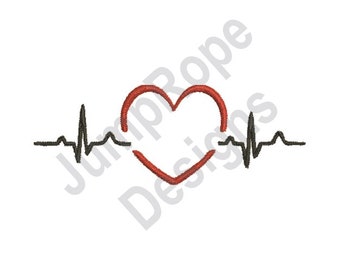 Ekg Heart for Monogram - Machine Embroidery Design