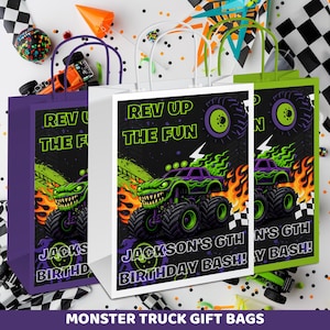 Monster Truck Birthday Party Favor Bags: Personalized Race Car Design (Printed or Digital File)