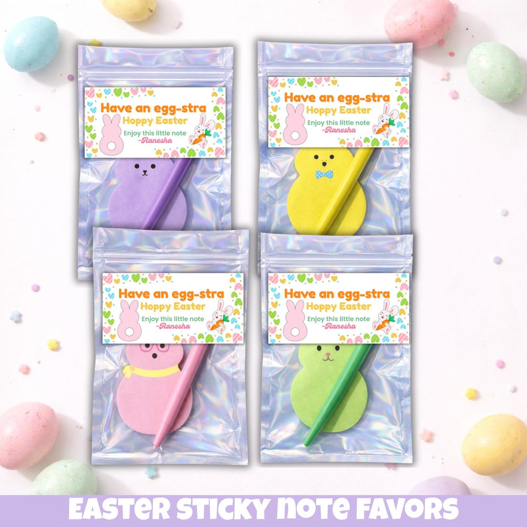 Easter Sticky Easter Sticky Note Favors for Classroom | Bunny Notepad Gift With Pen ...