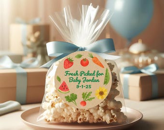 Farmers Market Baby Shower Stickers: Personalized Party Favors