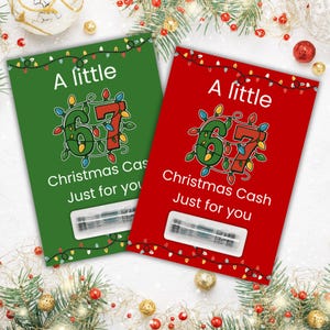 6/7 Christmas Money Card Holder | Cash Gift Holder | Stocking Stuffer | Holiday Money Card | Christmas Cash Gift | Red & Green Designs