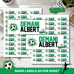 Soccer Name Labels: Personalized Waterproof Kids Stickers, School Supplies