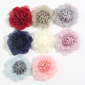 4.5cm 1.8&quot; Mini Chiffon Fabric Flower For Hair Clips Accessories Lace Flowers Bouquet For Baby Girls Headbands