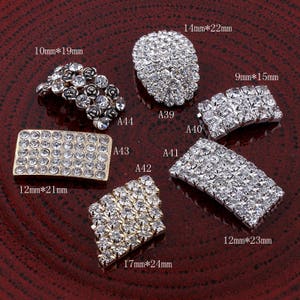 6styles Metal Rectangle/Arch Bridge Rhinestone Button Craft Alloy Flatback Crystal Buttons for Baby hair accessories