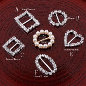 Hebillas deslizantes de metal con diamantes de imitación para bolsos, 6 estilos, con cinta de cristal transparente, para decoración de bodas.