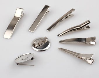 Silver DIY Metal Prong Alligator Hairgrips/Brooch for Women Hair Ornaments/Girls Hair Accessories/Hair Clips/Corsage