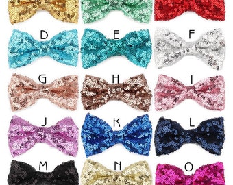 9cm Newborn Sequins Hair Bows For Hair Clips Solid Flower Bowknot with Paillettes for Baby Girl Hair Accessories NO CLIP