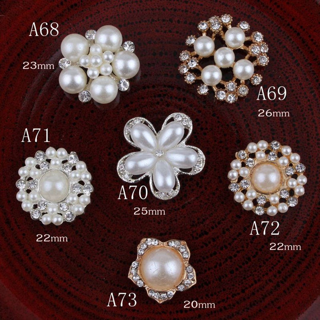 Hot Fix Vintage Round Metal Rhinestone Buttons Bling Flatback Crystal ...