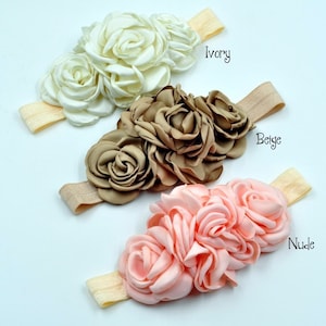 Fashion Layered Flower on Elastic Headband Handmade Fabric Flower Baby Headband For Children Hair Accessories
