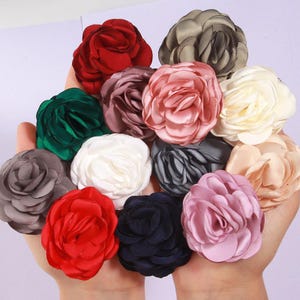 5cm Handmade 3D Fabric Rose Flowers Clothing Wedding Dress Decoration DIY Brooch Hairpin Boutique Artificial Flower for Headband