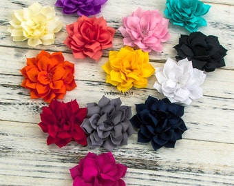Free Shipping 3.4" 13Colors Double-Layer Lotus Flowers For Kids Hair Accessories Winter Fabric Flowers For Headbands