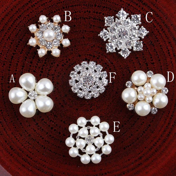 Boutons à dos plat en cristal en alliage clair pour les accessoires/ornements capillaires pour bébés filles Bling Boutons de strass en métal