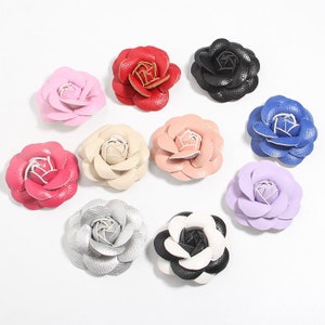 6cm 2.36&quot; Artificial Leather Flower Head DIY For Baby Girls Hair Accessories HeadWear For Women Headbands For Hair Clips