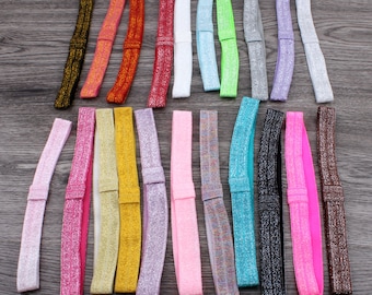 5/8" 21colors Solid Ribbon FOE Band per fiocchi per capelli Piegare su elastici glitter per bambini Fasce per capelli per ragazze