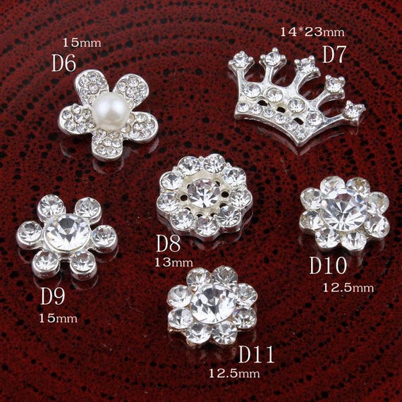 30p Crystal Pearl Buttons Alloy Flatback Rhinestone Buttons for Hair Accessories