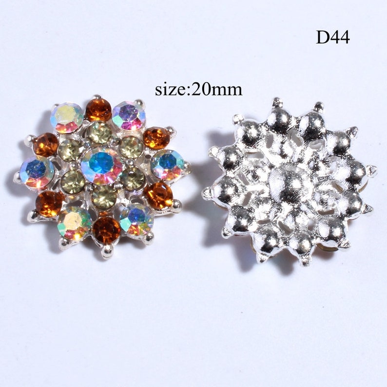 Bling Metal Snow Rhinestone Button Embellishment for Craft Etsy