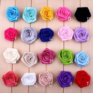 1.6&quot;  New Arrived Fabric Rosset Flowers For Children Baby Girls Hair Clips Accessory Artificial Colorful Satin Flower For Headband