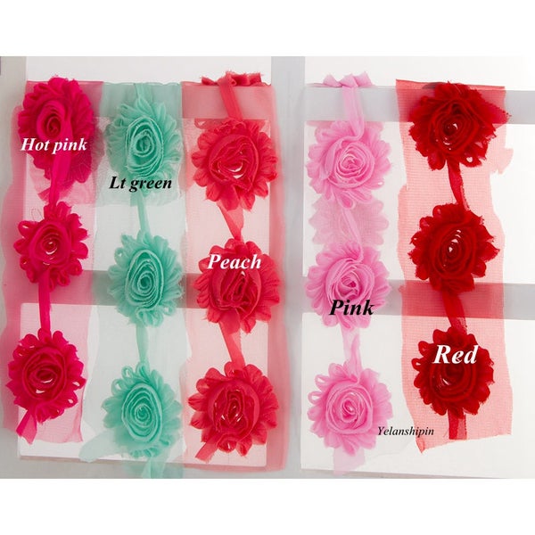 Fashion Chic Shabby Chiffon Flowers For Children Hair Accessories 3D Fabric Flowers For Headbands DIY Flower Supplies 2.6"