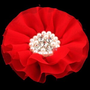 Big Chiffon FlowerRhinestone Pearl Button For Hair Accessories Artificial Fabric Flowers For Headbands Diy Flower Supplies 4 image 5