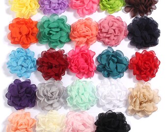 Burn Edge Chiffon Flower, 2.7" Handmade Fabric Flowers