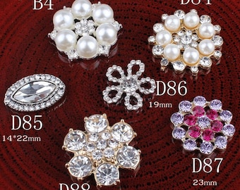 Vintage Handmade Metal Rhinestone Buttons Bling Alloy Crystal Flatback Flower Center Buttons for Hair accessories