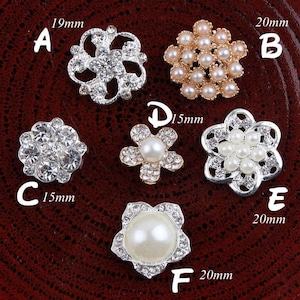 Bling Alloy Crystal Flatback Rhinestone Buttons for Wedding Ornaments Clear Metal Pearl Buttons for Hair Accessories