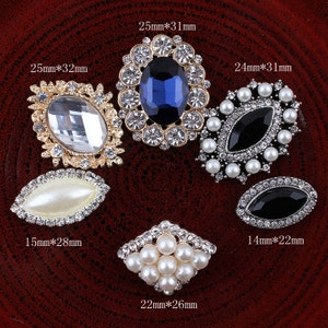 Bling Metal Horse eye/Oval Rhinestone Buttons for Craft Flatback Crystal Decorative Pearl Button for Hair Accessory