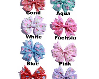 3.2" Hot Sale Boutique Hair Bow With Flower Girls Grosgrain Ribbon HairBow For Clips Hairpin Girls Hair Accessories NO CLIPS