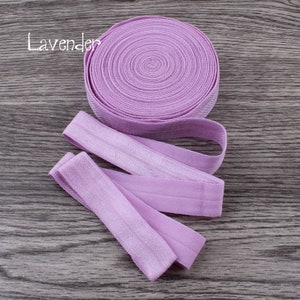 5/8 1.5CM Wide Shiny Solid Fold Over Elastic Ribbon FOE for Baby Girls Elastic Headbands Hair Ties Hairbow image 6