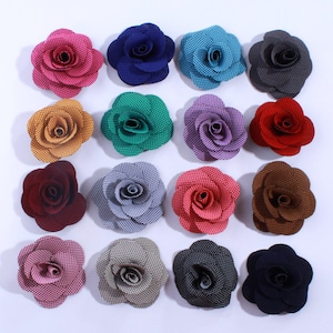 5.5CM Fashion Rosette Rose Burlap Fabric Flowers For Dress Decoration Head Wear Hair Accessories